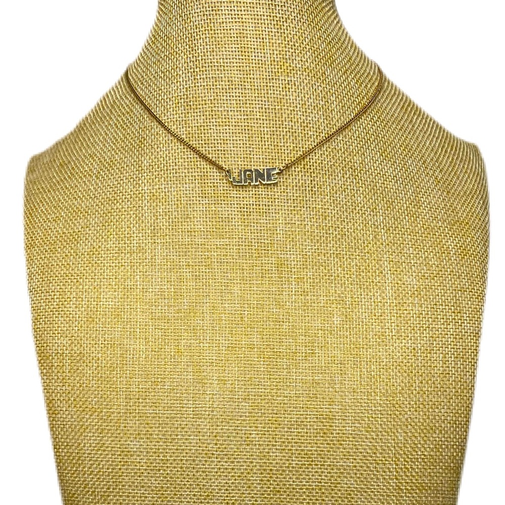 Vintage Gold JANE Capital Letters Nameplate Neckace